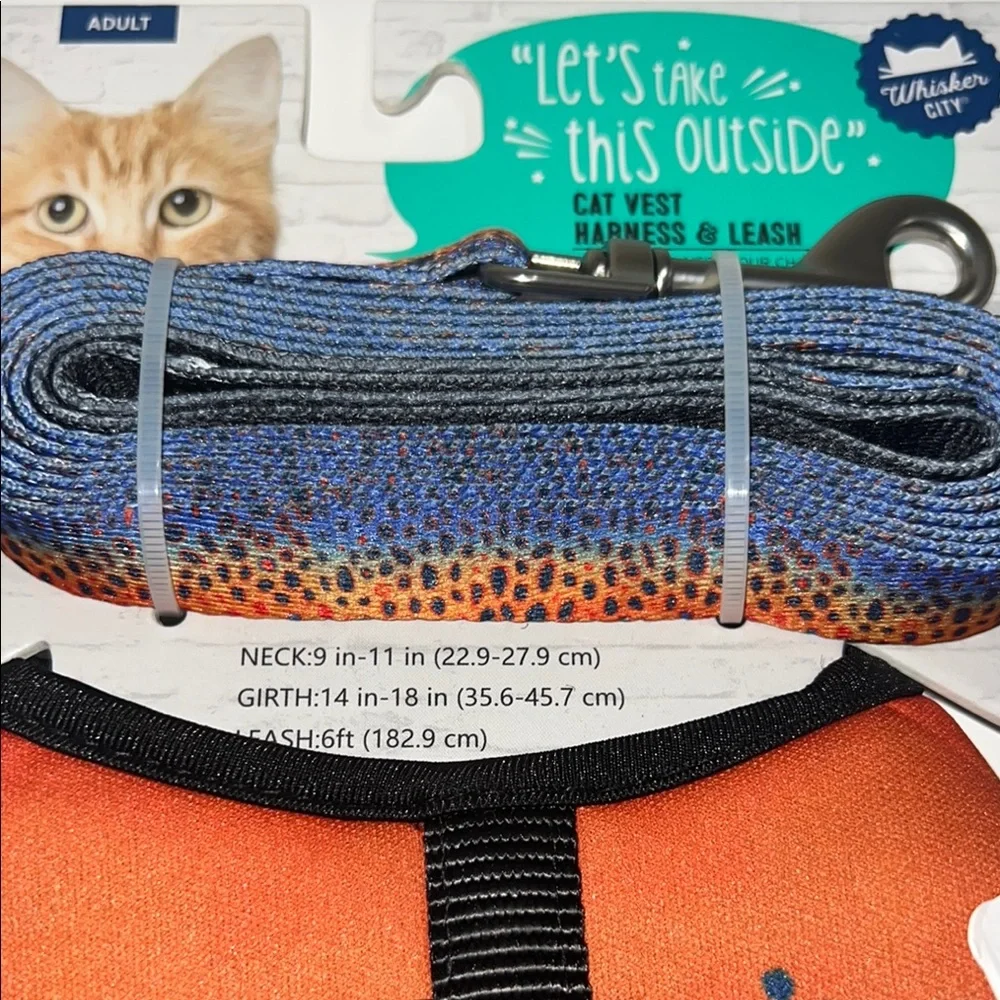 Fish Print Adult Cat Vest Harness & Leash